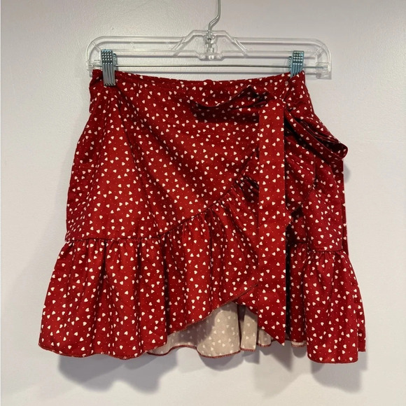 Red heart valentines wrap mini skirt - Picture 1 of 4